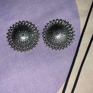 Oxidised Chain And Earrings set