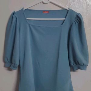 Blue Puff Sleeve Top