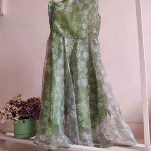 Green Floral One Shoulder Dress