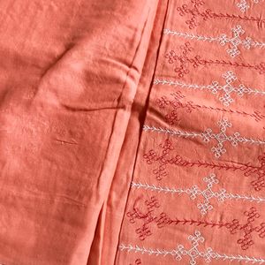 Peach Cotton Boutique Saree