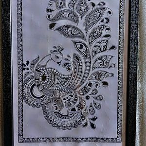 Peacock Mandala Art Frame For Janmashtami