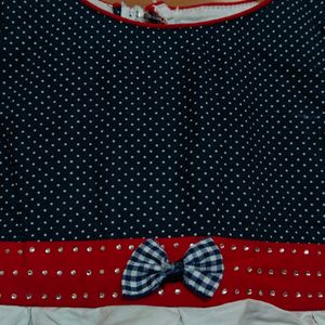 White Stripes Cotton Frock