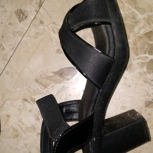 Black Colour Sandle With Heels .