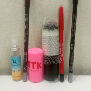 Blush, Brush, Lip Liner, Eyebrow Liner. Makeup Set