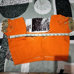 Embroid Party Wear Orange Saree