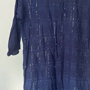 Chikankari Navy Blue Kurti