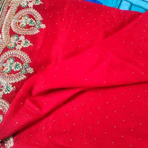 Fully New Red Heavy Designer Saree