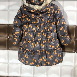 Kids Winter Puffer Jacket With Fur Hood-