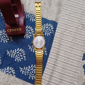 Cenzer Men Wrist Watch Gold Plated