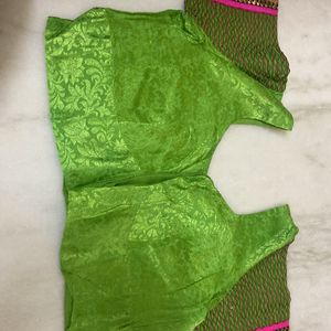 PARROT GREEN WORK SAREE