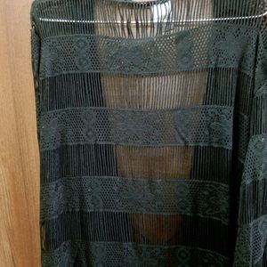 Net Black Long Shrug Size M To L