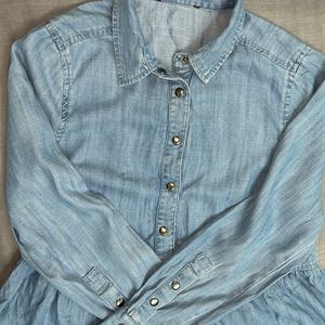 Pemplum Denim Shirt Top