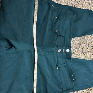 Green High Rise Pants For Women