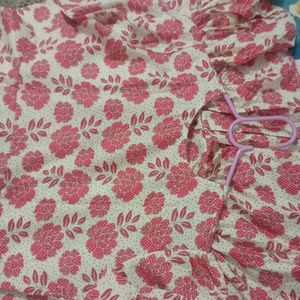 New Aline Flower Print Cotton Kurti