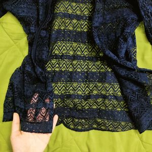 Y2k navy blue lace coat