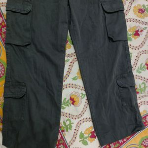 Charcoal Straight Cargo Adjustable Jeans