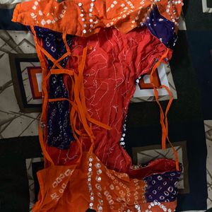 Orange And Blue Colour Navratri Lehenga Choli