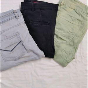 3 Jeans ,Black,Blue,Light Green