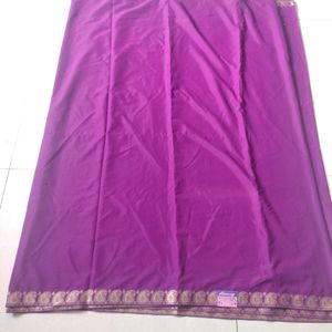 New Purple Satin Saree With Zari