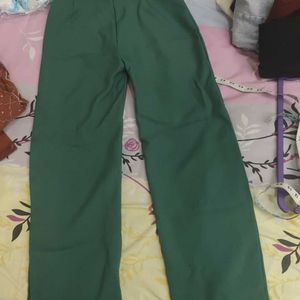 Green Straight Trousers High waist