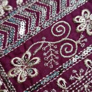 Neck Embroidery Patch Wine Golden Colour New