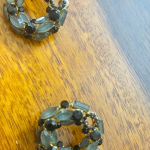 Black Stone Double Layer Studs