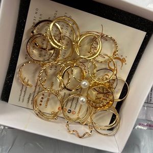 Gold Plated Contemporary Stackable Rings Set of 20