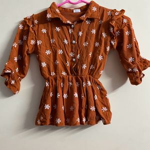 Floral Printed Rust Color Top (women’s)