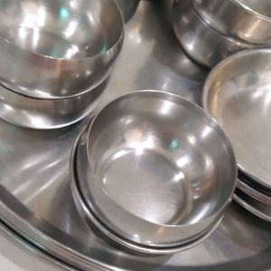 Steel Thali, Vatti, Glass, Plate Set