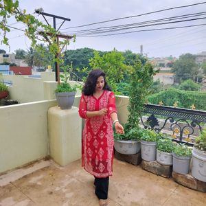 Red Chickenkari Kurti