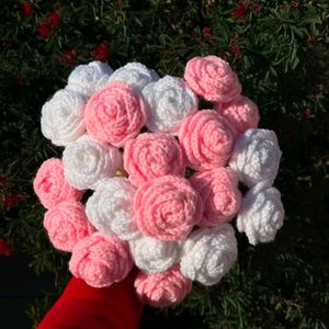 6 Pieces Pink 🩷 Or White 🤍 Crochet Roses 🌹