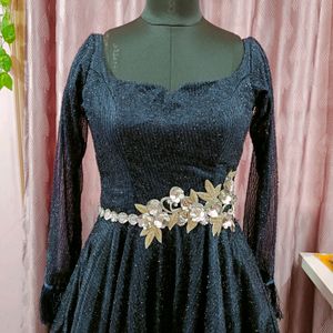 Full Of Flayer Navy Blue Gown