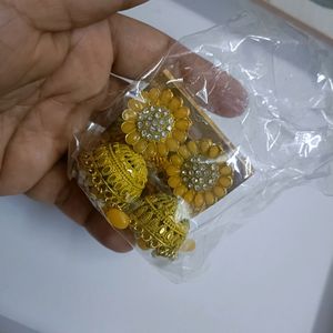 New Beautiful Yellow Party Wear Jhumkas