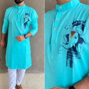 Ganapati Special Cotton Printed Kurta With Pajama