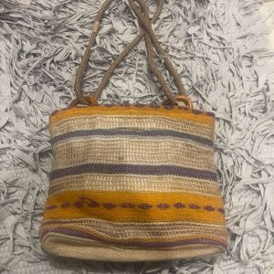 Jute Sling Bag Pocket Inside