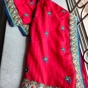 Red Heavy Border Design Saree