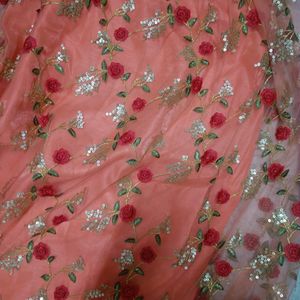 Floral Peach Long Gown Of size L