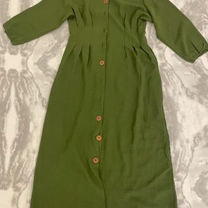 Only Green Colored Midi Shirt Dress