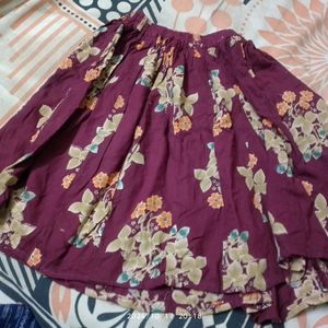 Maroon Short Printed Skirt