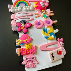 Baby Pink Cute Hair Clips (set Of 14)