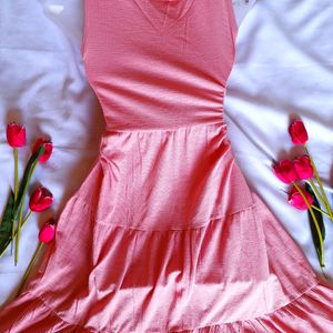 Coquette Peach Dress - Free size