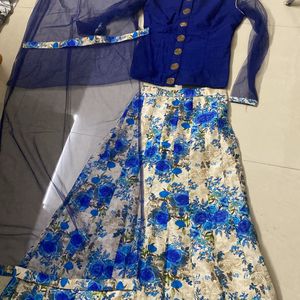 Crop Top Skirt with net dupatta