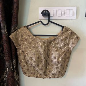 Gold  Heavy Embroidery Net Blouse