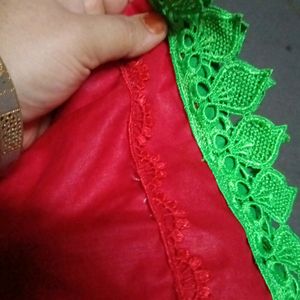 Red Green Kurta Set