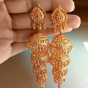 3 Layerd Golden Jhumka