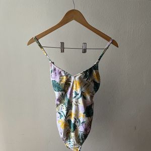 Floral Print Swimsuit  with Back Detailing