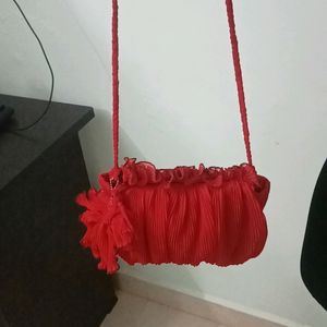 Unique Red Sling Bag With Betta Fish Keychain