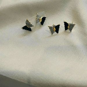 Black & sliver butterfly earrings for women🫶🏻