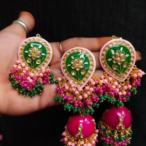 Enamel Earrings Tikka Set