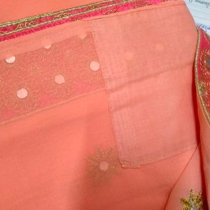 Peach Colour Partywear Saree